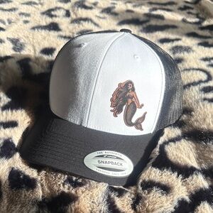 White and Black Mermaid Decal SnapBack Hat